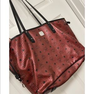 MCM Metallic Red Tote Bag